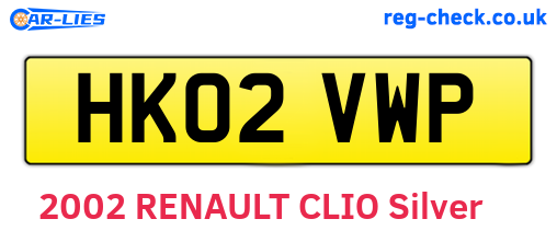 HK02VWP are the vehicle registration plates.