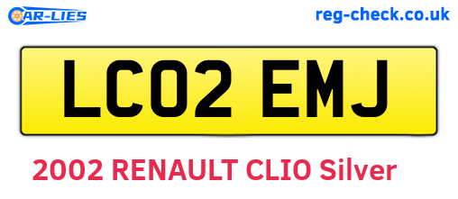 LC02EMJ are the vehicle registration plates.