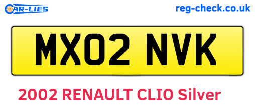 MX02NVK are the vehicle registration plates.