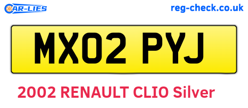 MX02PYJ are the vehicle registration plates.