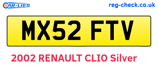 MX52FTV are the vehicle registration plates.