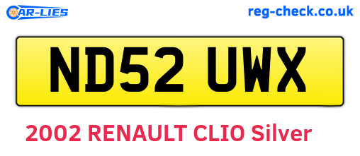 ND52UWX are the vehicle registration plates.
