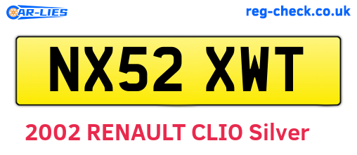 NX52XWT are the vehicle registration plates.