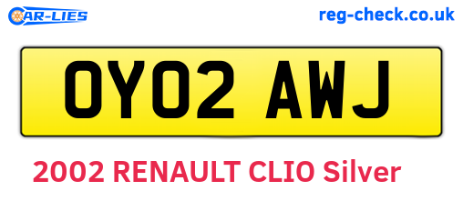 OY02AWJ are the vehicle registration plates.