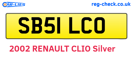 SB51LCO are the vehicle registration plates.
