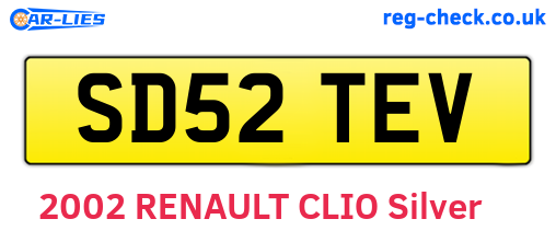 SD52TEV are the vehicle registration plates.