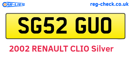 SG52GUO are the vehicle registration plates.