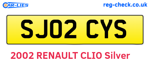 SJ02CYS are the vehicle registration plates.
