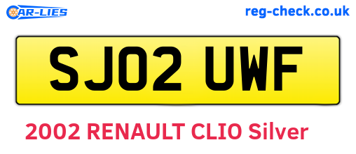 SJ02UWF are the vehicle registration plates.