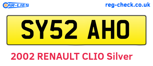 SY52AHO are the vehicle registration plates.