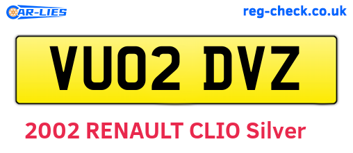 VU02DVZ are the vehicle registration plates.