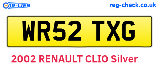 WR52TXG are the vehicle registration plates.