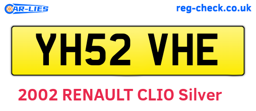 YH52VHE are the vehicle registration plates.