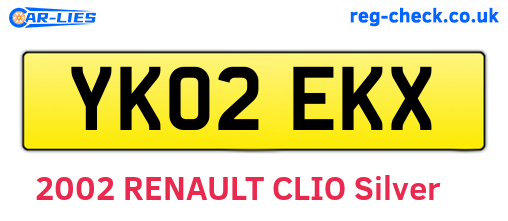 YK02EKX are the vehicle registration plates.