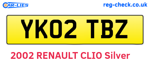 YK02TBZ are the vehicle registration plates.