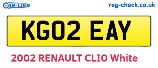 KG02EAY are the vehicle registration plates.
