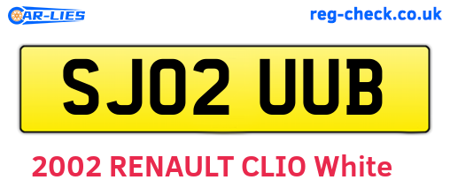 SJ02UUB are the vehicle registration plates.