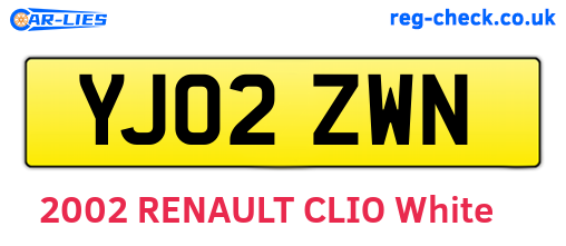 YJ02ZWN are the vehicle registration plates.