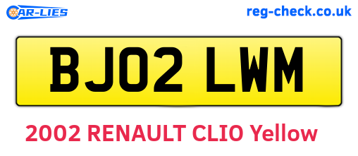BJ02LWM are the vehicle registration plates.