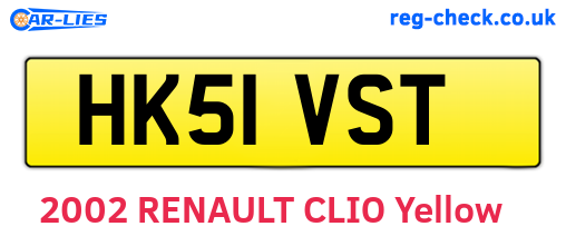 HK51VST are the vehicle registration plates.