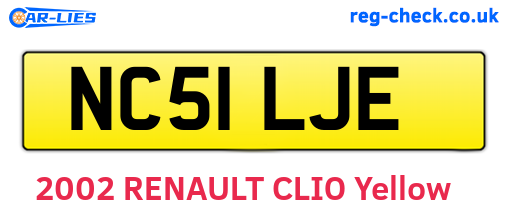 NC51LJE are the vehicle registration plates.