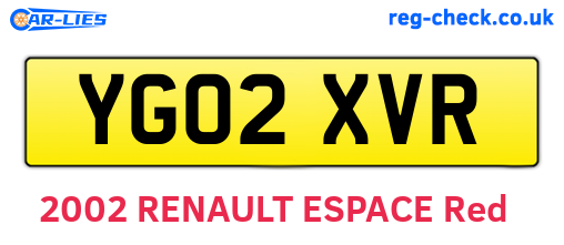 YG02XVR are the vehicle registration plates.