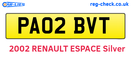 PA02BVT are the vehicle registration plates.