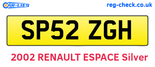 SP52ZGH are the vehicle registration plates.