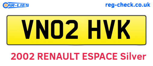 VN02HVK are the vehicle registration plates.