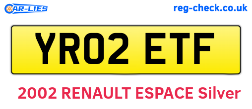 YR02ETF are the vehicle registration plates.