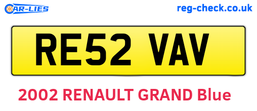 RE52VAV are the vehicle registration plates.