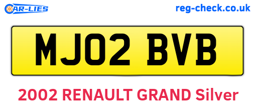 MJ02BVB are the vehicle registration plates.