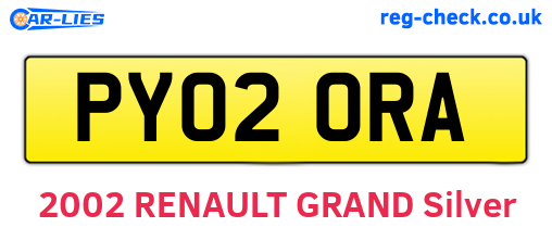 PY02ORA are the vehicle registration plates.