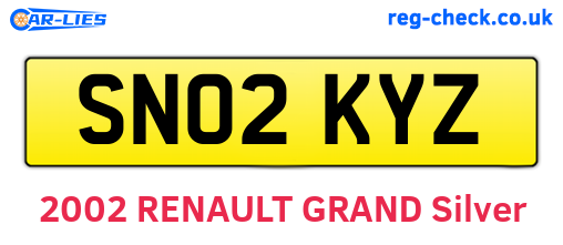 SN02KYZ are the vehicle registration plates.