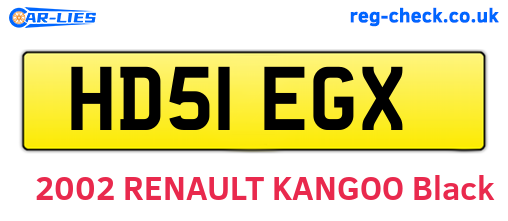 HD51EGX are the vehicle registration plates.