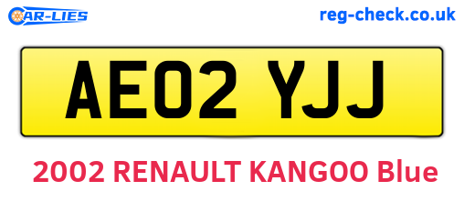 AE02YJJ are the vehicle registration plates.