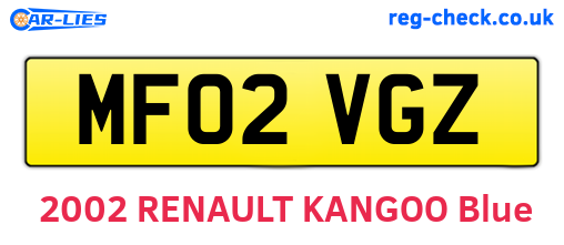 MF02VGZ are the vehicle registration plates.