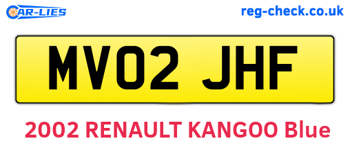 MV02JHF are the vehicle registration plates.