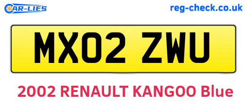 MX02ZWU are the vehicle registration plates.