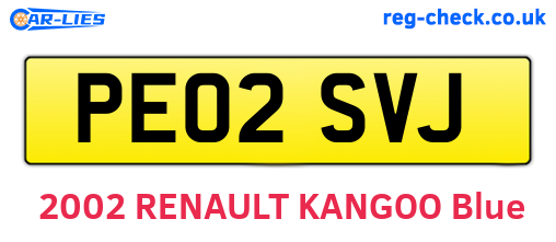 PE02SVJ are the vehicle registration plates.
