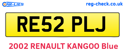 RE52PLJ are the vehicle registration plates.