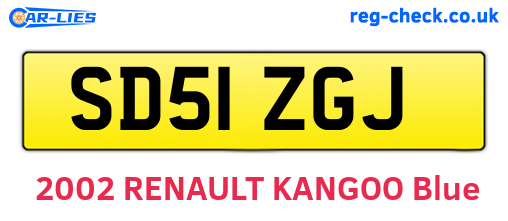SD51ZGJ are the vehicle registration plates.