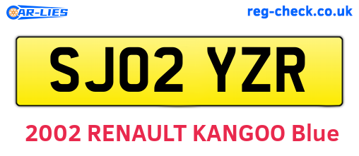 SJ02YZR are the vehicle registration plates.