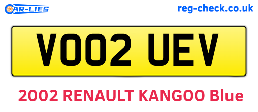 VO02UEV are the vehicle registration plates.