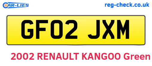 GF02JXM are the vehicle registration plates.