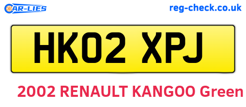 HK02XPJ are the vehicle registration plates.