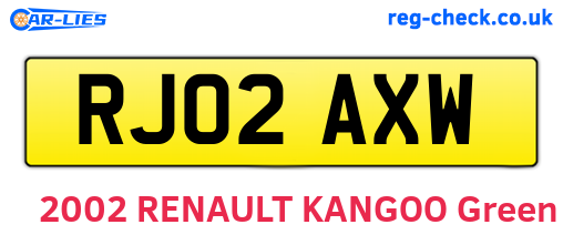 RJ02AXW are the vehicle registration plates.