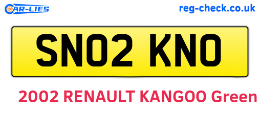 SN02KNO are the vehicle registration plates.