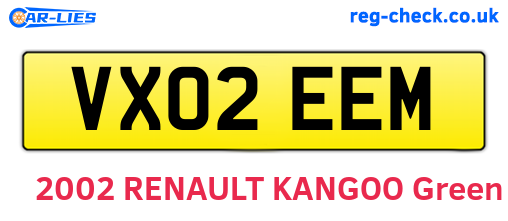 VX02EEM are the vehicle registration plates.