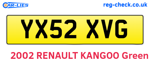 YX52XVG are the vehicle registration plates.